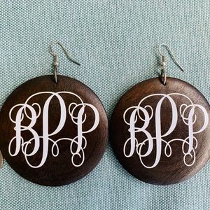 Wooden Monogram Earrings